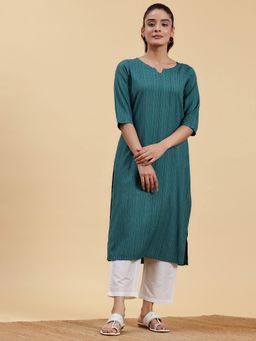Libas - Women Viscose Rayon Blue Stripes Kurta