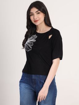 JUSTIN WHYTE - Black Printed T-Shirt