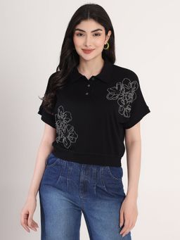 JUSTIN WHYTE - Embellished Black T-Shirt