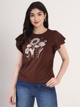 JUSTIN WHYTE - Classy Brown Printed T-Shirt