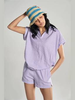 TERRA LUNA - Women Elba Purple Khadi Shirt