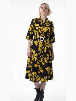 FELRIO - Yellow Aureline Belted Shirt Dress