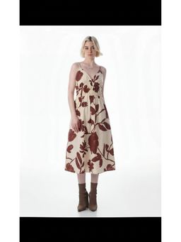 FELRIO - Cream Contrast Floral Smocked Dress
