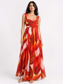 Poppi - Red Lumera Printed Maxi Dress
