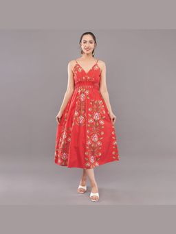 FELRIO - Coral Bloom Strappy Midi Dress