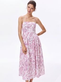 FELRIO - Pink Floral Breeze Cotton Midi Dress