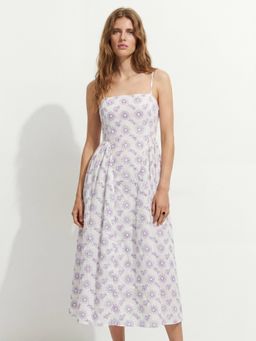 FELRIO - Lavender Floral Breeze Cotton Midi Dress