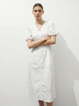 FELRIO - White Glow Linen Midi Dress