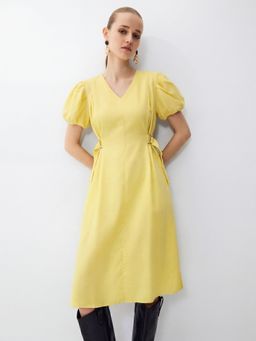 FELRIO - Yellow Glow Linen Midi Dress
