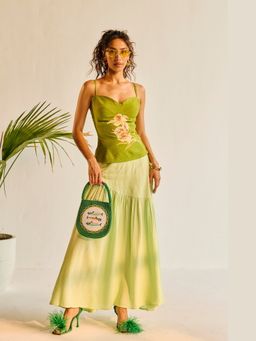 Lea Clothing - Women Key Lime Drift Green Skirt