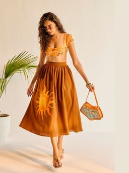 Lea Clothing - Women Sun kiss Amber Brown Skirt