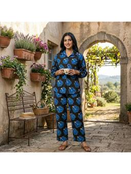 MASU - Women Black Kali Floral Printed Shirt and Pant