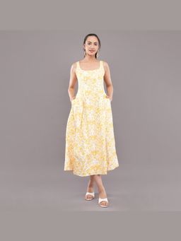 FELRIO - Yellow Sunlit Bloom Cotton Dress