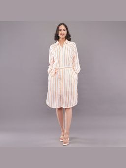 FELRIO - White Sunset Stripe Cotton Shirt Dress