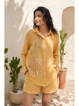 Zebein - Women Yellow Linen Rome Sandra Shirt