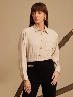 Kazo - Aspen Beige Cropped Shirt