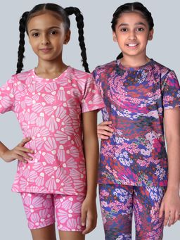 UMILDO - Girls Multi-Color Printed Gym T-shirts (Pack of 2)
