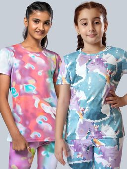 UMILDO - Girls Printed Breathable Stretch T-shirts (Pack of 2)