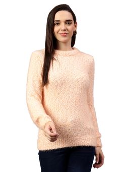 Cantabil - Women Solid Orange Full Sleeve Casual Sweater