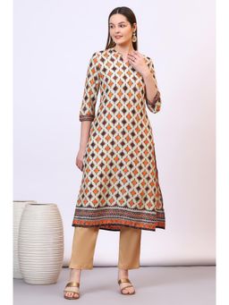 Aurelia - Off White Modal Straight Kurta with Geometric Print