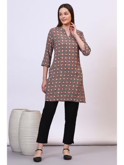 Aurelia - Grey Bold Printed Rayon Short Fusion Kurti