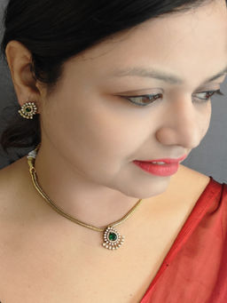 GRIIHAM - Premium Sayara Collection Elegant Cz Necklace with Pair Of Earrings (Set of 2)