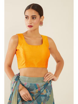 Soch - Musturd Prince Cut Solid U-neck Sleeveless Blouse