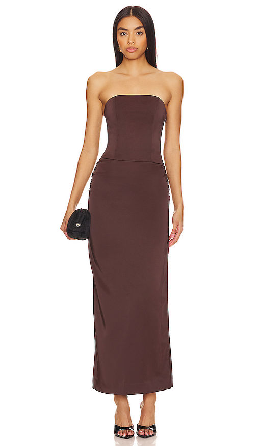 chinese dress ladies Reina Strapless Maxi Dress in Dark Chocolate