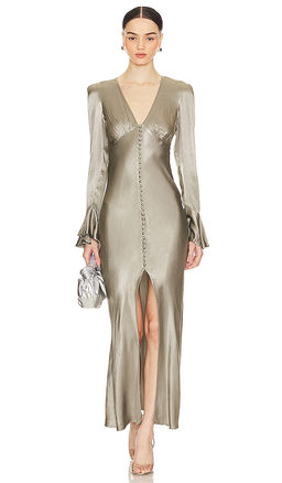 Shona Joy - La Lune Frill Cuff Bias Midi Dress