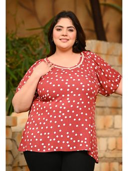 Desi Noor - Plus Size Rust Polka Top