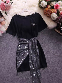 MISS MOSA BY AKANKSHA - Bisco Sequined Knot Dress
