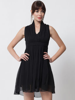 PURYS - Black Pleated Dress