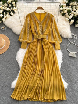 MISS MOSA BY AKANKSHA - Meredith Statement Dress with Belt (Set of 2)