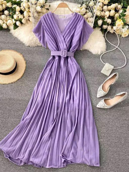 MISS MOSA BY AKANKSHA - Parota Statement Dress with Belt (Set of 2)