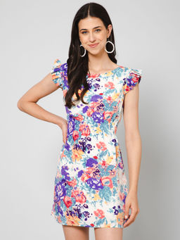 PURYS - Multi-Color Floral Printed Mini Dress