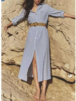 MISS MOSA BY AKANKSHA - Jamie Luxe Striped Shirt Dress with Belt (Set of 2)