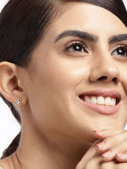 Carlton London - 18Kt Gold Plated with Cz Circular Stud Earring for Women