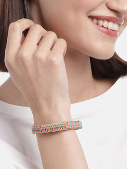 Carlton London - Set Of 5 Multi Coloured with Enamel Heart Stacking Bracelet for Women