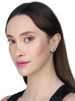 Carlton London - 925 Sterling Silver Rhodium Plated with Cz Apple Stud Earring for Women