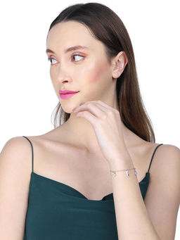 Carlton London - 925 Sterling Silver Rhodium Plated with Enamel Charm Bracelet for Women