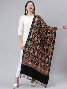 Pashmoda - Women Black Aari Embroidered Shawl