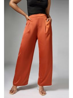 FREAKINS - Caramel Rust Satin Wide Korean Pant
