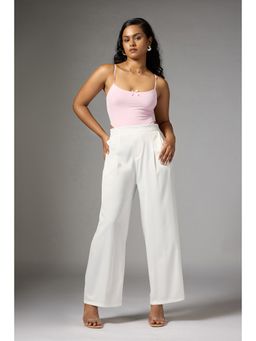 FREAKINS - Off White Satin Wide Korean Pant