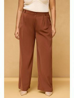 FREAKINS - Curve Rust Brown Pleated Korean Pants