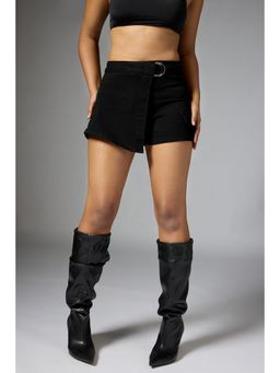 FREAKINS - Ebony Black Denim Skort