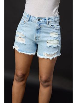 FREAKINS - Faded Blue Ripped Shorts