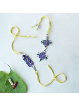 BeAbhika - Purple Petal Vivid Vintage Rakhi & Lumba With Roli Chawal