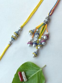 BeAbhika - Colorful Harmony Vivid Vintage Rakhi & Lumba With Roli Chawal