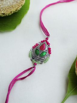 BeAbhika - Regal Blossom Vivid Vintage Rakhi With Roli Chawal