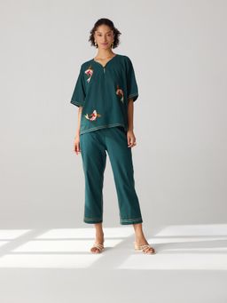 Auruhfy - Foreshore Embroidered Top and Pant (Set of 2)